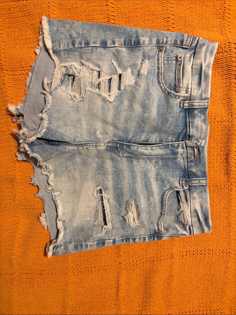 American Eagle Outfitters Light Blue Distressed Denim Shorts